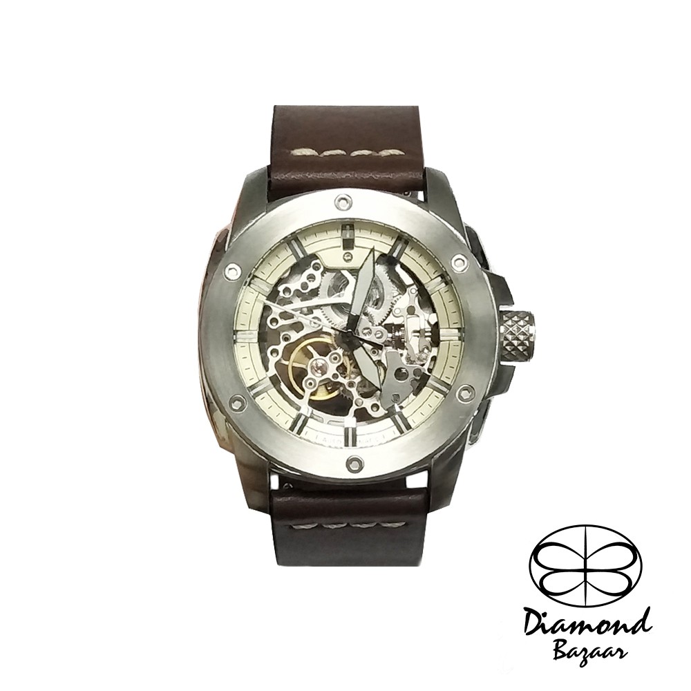 【Diamond Bazaar】全景鏤空機械錶(白銀.黑金)_W-DB-005