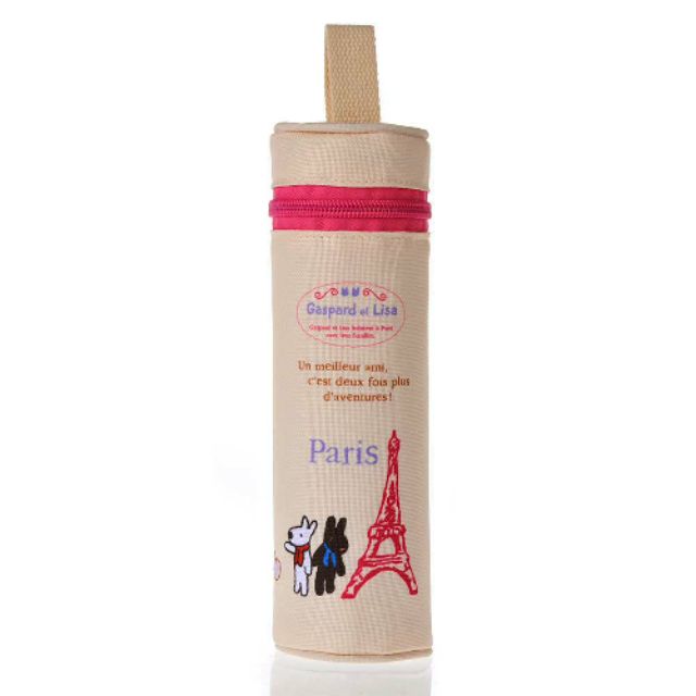 全新 原價450《麗莎和卡斯柏》Gaspard et Lisa 保溫瓶收納提袋 巴黎鐵塔19×7×7ｃｍ