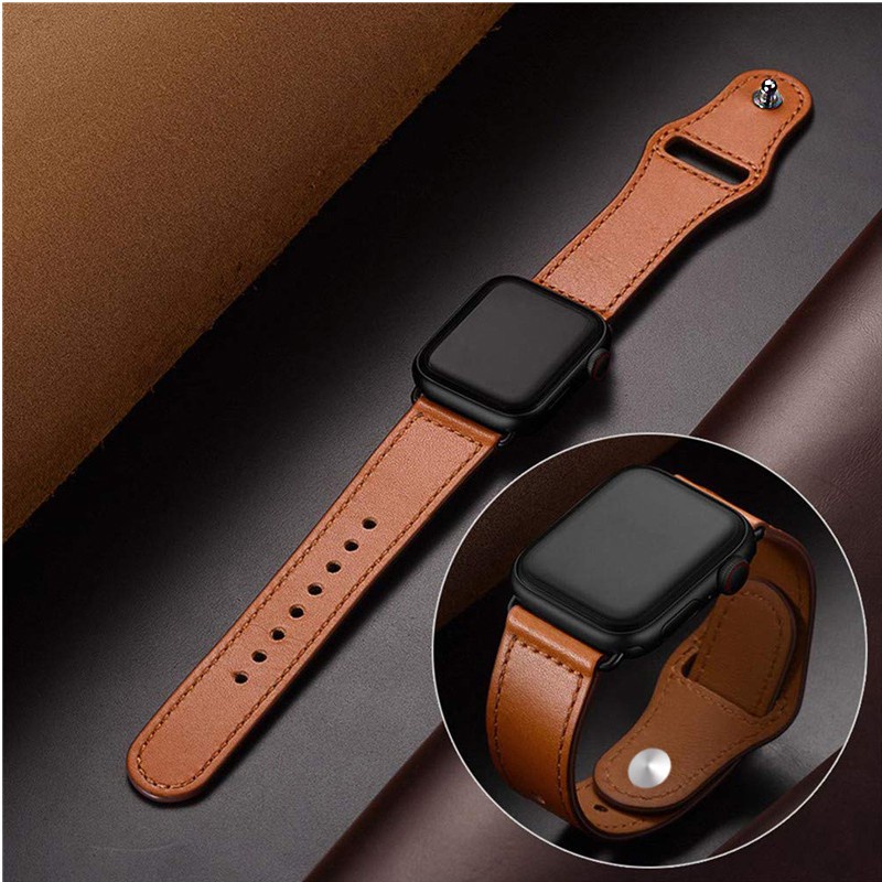 【爱德】蘋果錶帶 Apple Watch 手工真皮錶帶 愛馬仕同款 單圈牛皮錶帶 SE 6 5 4 3 代可用 雙色錶帶
