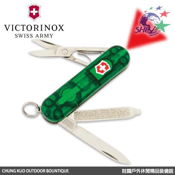 VICTORINOX 維氏瑞士刀–經典7用-LED紅光-透明綠握柄系列 / 0.6228.T4(VN193)【詮國】