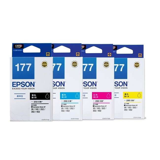 ╭☆超印☆╮☆《含稅》全新EPSON 177 (黑/藍/紅/黃)原廠墨水匣 適用XP402/XP202/XP225/XP