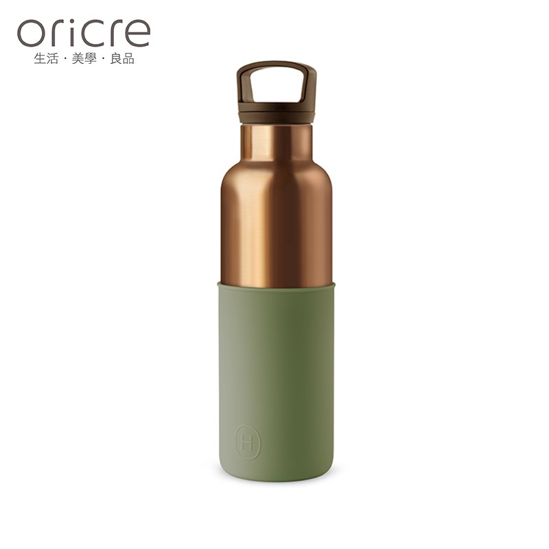 【美國HYDY】海藻綠-古銅金 時尚保溫水瓶 590ml
