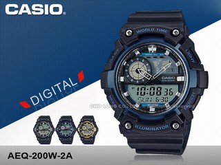 CASIO 卡西歐 AEQ-200W-2A 男錶 樹脂錶帶 世界時間 倒數計時器 AEQ-200W 國隆手錶專賣店