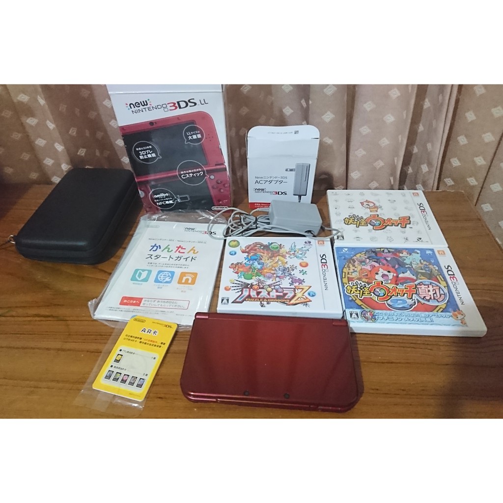 N3ds Ll 日規主機金屬紅含原廠充電器及三片日規遊戲妖怪手錶真打龍族拼圖z New 3ds Ll 蝦皮購物