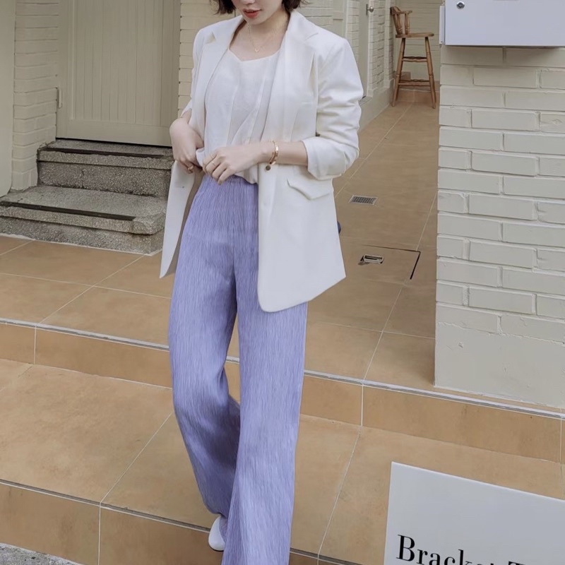 『藍M現貨』⥾ female 高質感皺皺壓紋雪紡褲 Copiner 漂亮歐膩家 韓國代購