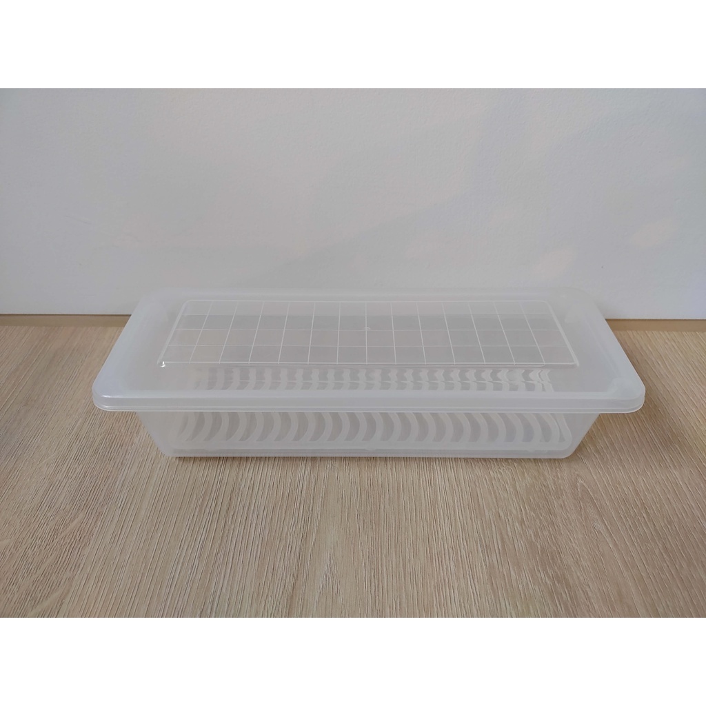 二手┋日本製 Sanada 可瀝水餐具收納盒 透明附蓋收納盒 筷盒 大創 廚房收納用品
