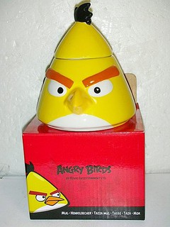 L.(企業寶寶公仔娃娃)全新附盒少見黃色ANGRY BIRDS憤怒的小鳥(憤怒鳥)造型馬克杯!