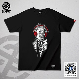 SLANT 愛因斯坦 Albert Einstein 短袖T恤 搞笑T恤 惡搞T恤 相對論 物理學家 耳機 抽菸圖樣