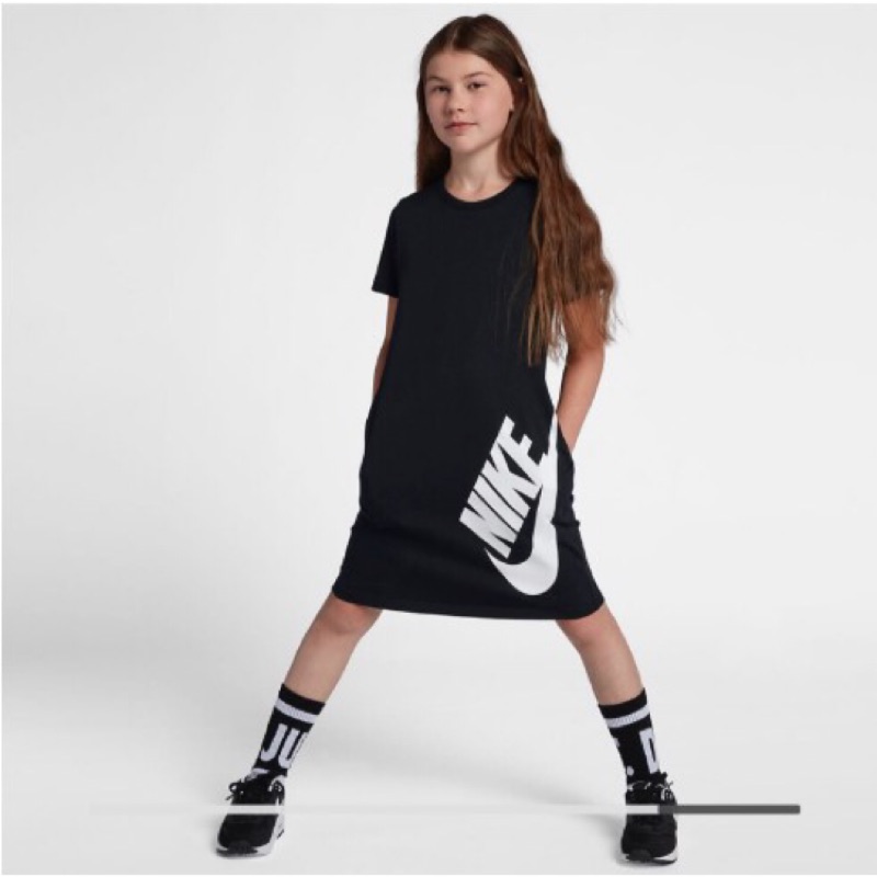 Nike 大童洋裝 連身洋裝 女款 長版 黑色AQ0613-010