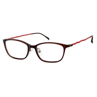 光學眼鏡 知名眼鏡行 (回饋價) - 咖框紅腳光學鏡框 超輕超彈性記憶鏡腳 15257 配近視眼鏡(複合材質/全框)