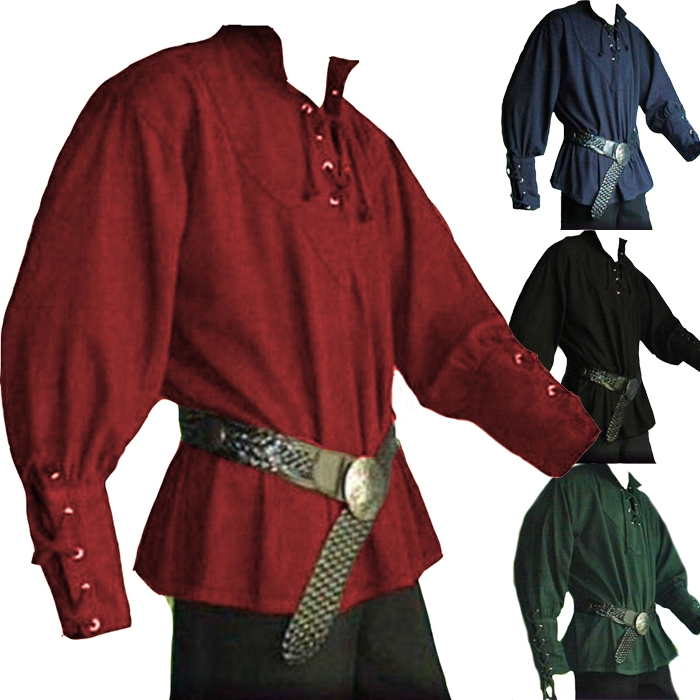 男士成人角色扮演襯衫萬聖節派對角色扮演服裝男房東騎士衣服中世紀文藝復興上衣男士