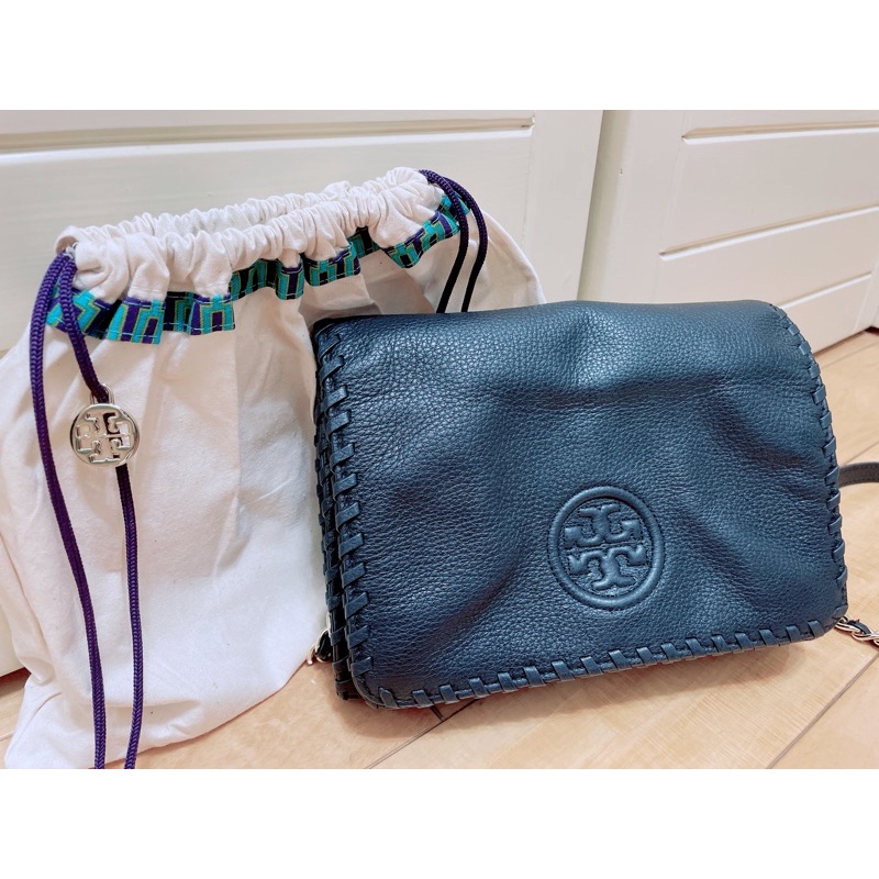 Tory Burch 牛皮包-黑色壓紋