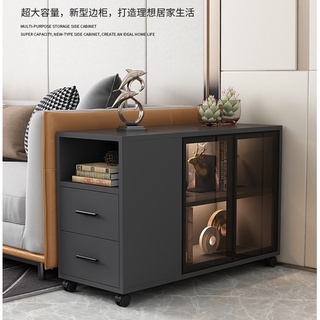 怡傢優品#沙發邊櫃 側邊櫃 玻璃茶幾 輕奢簡約現代邊幾 客廳移動茶臺 帶輪活動櫃 活動客廳邊櫃 沙發邊桌 免運費 高CP