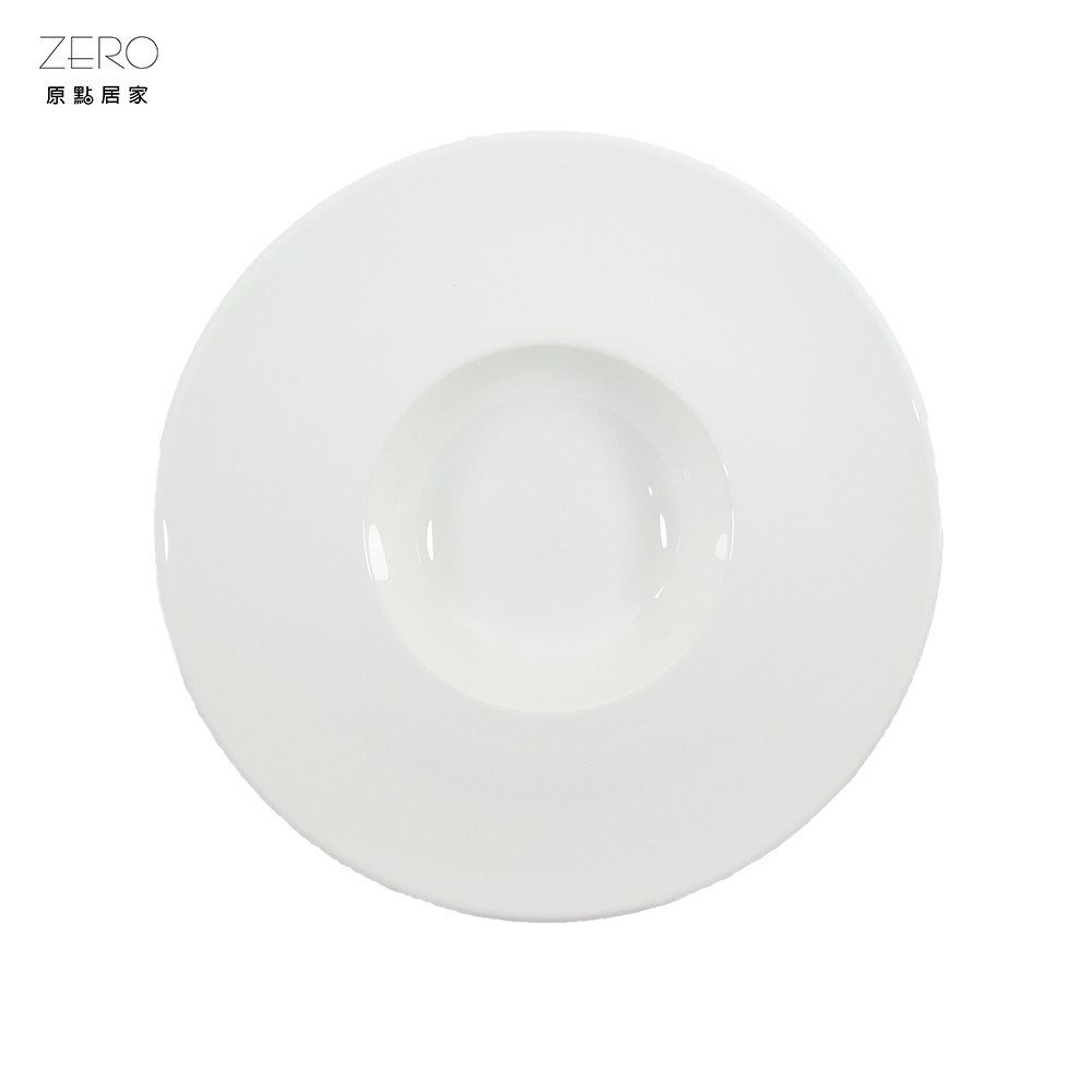 原點居家創意 歐式西餐盤圓形義大利麵盤草帽盤沙拉盤子濃湯盤陶瓷白色創意菜盤10吋布丁盤