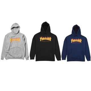 THRASHER FLAME LOGO HOOD 內裡刷毛 火焰 帽T 黑 灰 藍【A-KAY0】