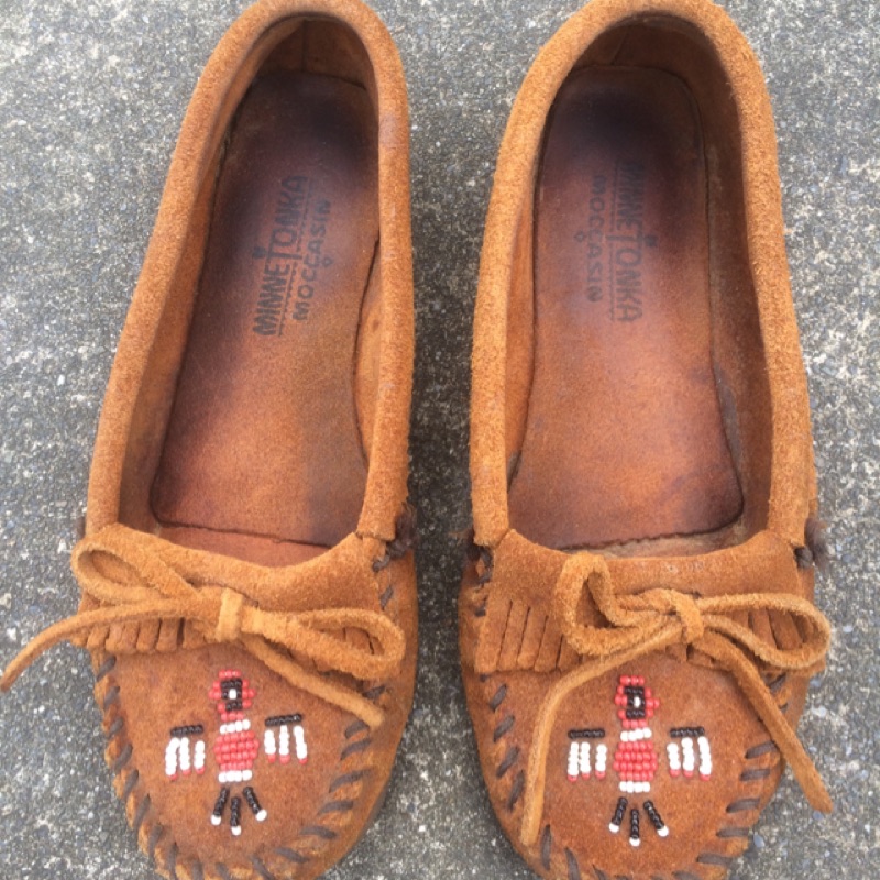 Minnetonka moccasin 莫卡辛 7號 駝棕色 串珠人 平底娃娃鞋 二手