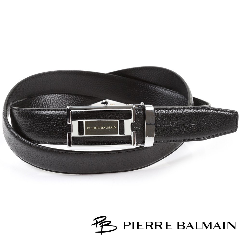 【PB皮爾帕門】時尚經典紳士頭層牛皮自動扣皮帶A57P70805F黑色