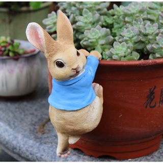 【萌窩窩】⁂⁎⁑⁕⃰ 可愛 帥小兔 禮品 生日禮 聖誕節禮物 花園裝飾庭院擺件 田園小動物兔子 擺設多肉花盆 掛飾