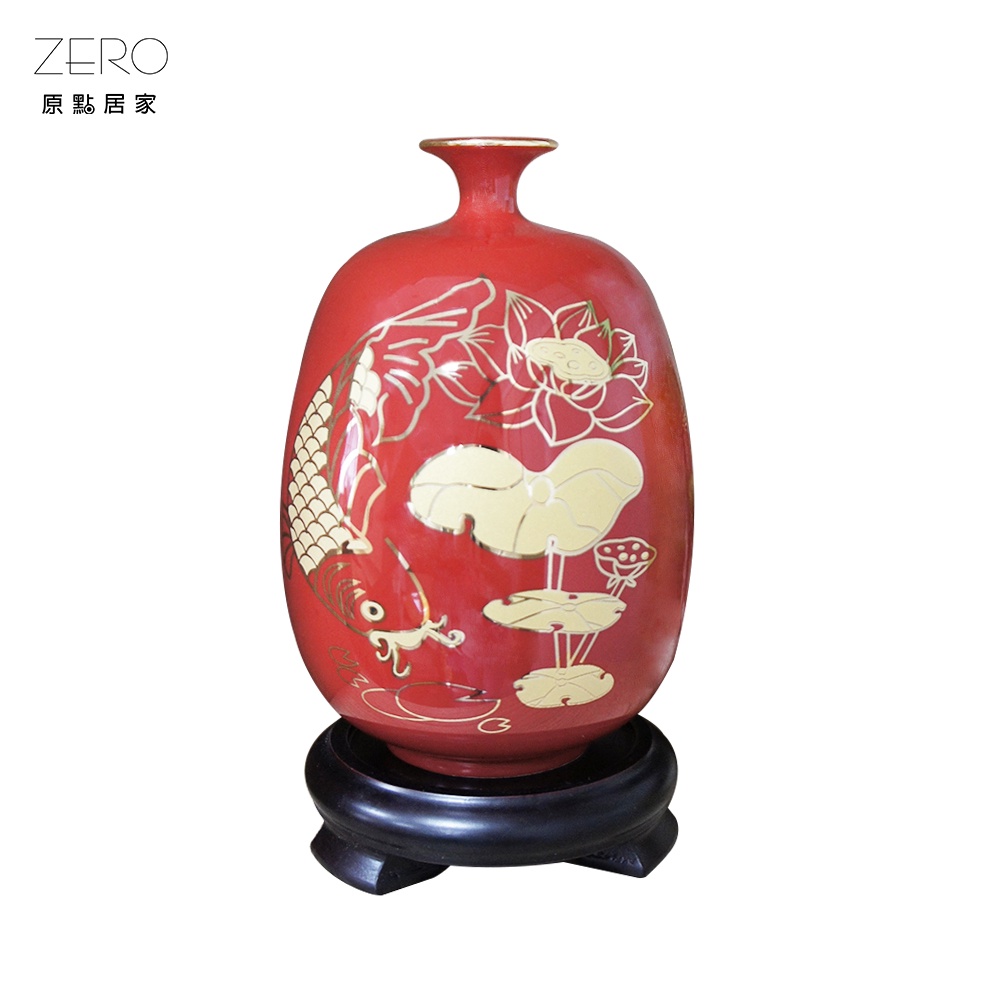 台灣製造 鶯歌製造 金鯉魚 金荷花 陶瓷葫蘆擺飾  新年擺飾 喜慶擺飾 陶瓷擺飾