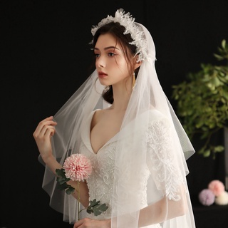 婚禮復古蕾絲婚紗蕾絲花朵手工新娘面紗 Hs458 新娘面紗