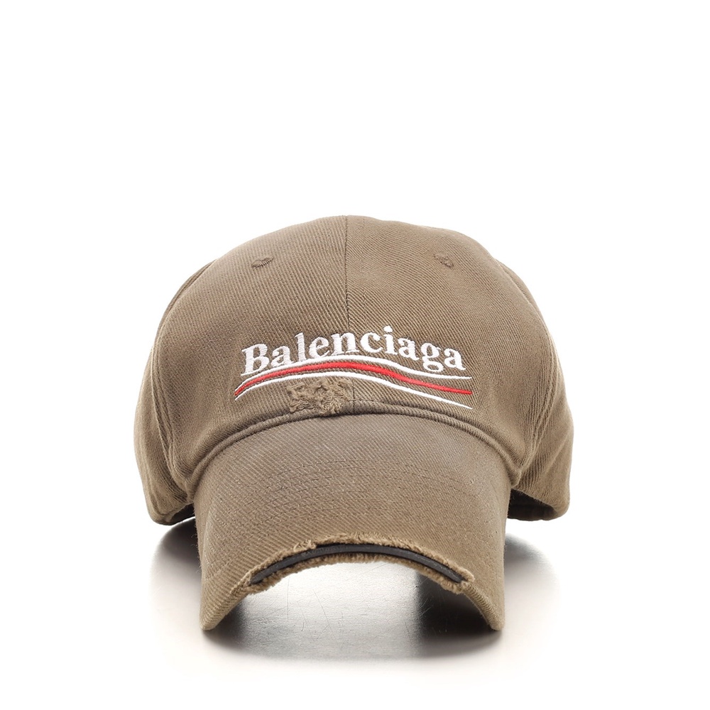 Balenciaga 中性款 徽標磨損效果棒球帽  卡其色 L
