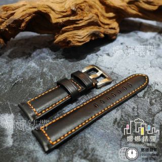 免運 娜娜錶帶加厚 橘色縫線 黑色縫線 白色縫線 20mm 21mm 22mm 24mm 26mm 真皮錶帶 黑色錶帶