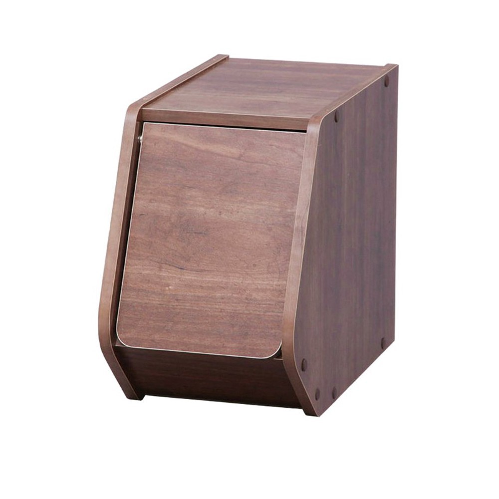 日本IRIS 木質可掀門堆疊櫃 深木色 20cm