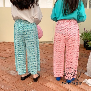 出清 女童防蚊褲TWO KiDS 童裝 220049 -韓版2色四葉草壓皺九分闊腿褲 兒童長褲 女童褲子 防蚊褲