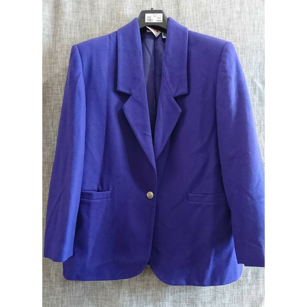 全新 加拿大購入 alia牌 全新 純新羊毛 女外套 紫藍色 西裝外套 大衣 肩寬45.5cm