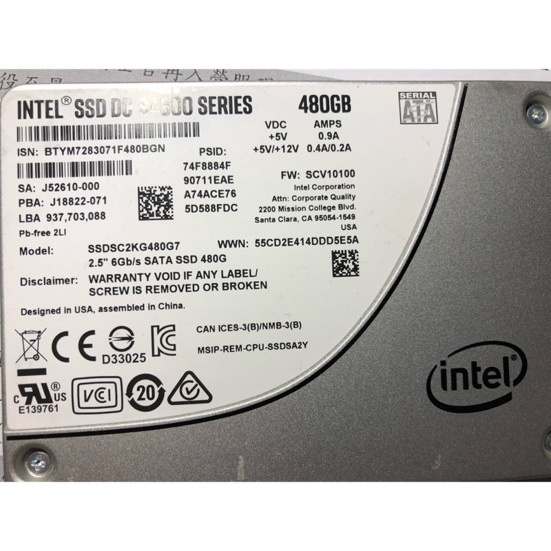 Intel SSD S4600 series 480g