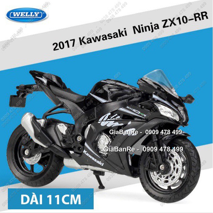 摩托車 Moto Kawasaki ZX-10R - Welly - 比例 1:18 - 黑色 - 8845