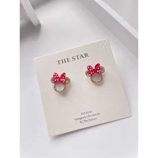 The Star 米妮 蝴蝶結耳環 Minnie耳環 純銀耳環 米妮耳環
