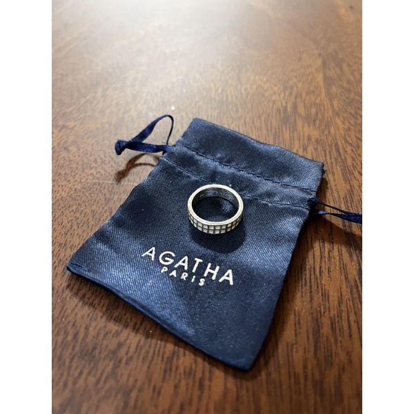 AGATHA 璦嘉莎 巴黎品牌 貝殼鑲嵌銀戒