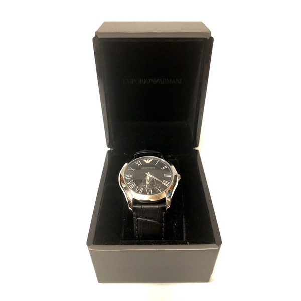 EMPORIO ARMANI 亞曼尼 黑色 男錶 AR2098 皮革錶帶 羅馬數字 腕錶 手錶 全新 吊牌在 保證正品
