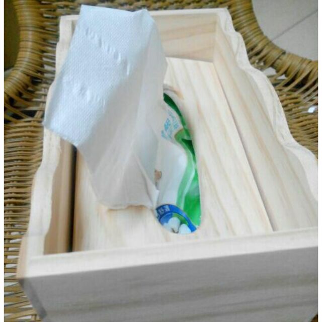 松木製素材波浪升降面紙盒 沉降面紙盒 活動蓋面紙盒