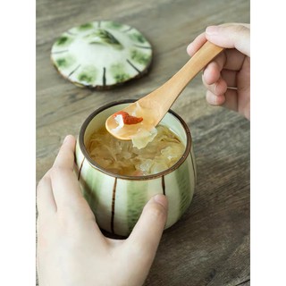 ~熱銷~新款包郵現貨日本進口瀨戶燒茶碗日式貓頭鷹十草蒸蛋碗甜品燉盅送木勺