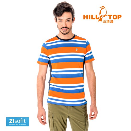 【Hilltop山頂鳥】男款吸濕排汗抗UV彈性T恤S04MC0-帝國藍