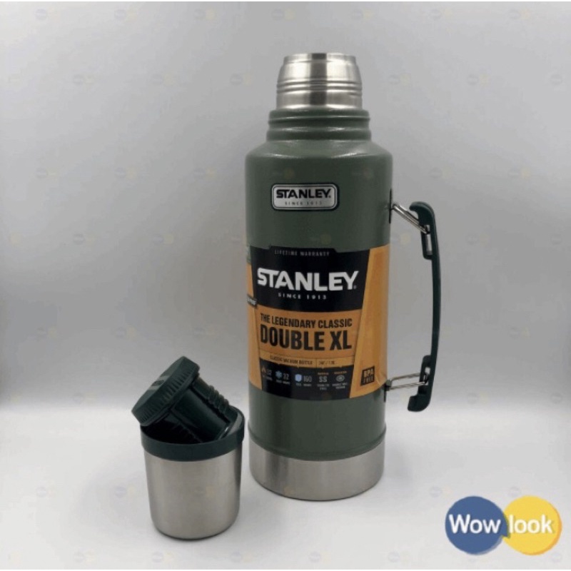 STANLEY丹利經典1.9L真空保溫瓶 鍾紋綠可適用於露營野炊登山