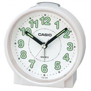 【CASIO】夜光數字圓形桌上型鬧鐘-白(TQ-228-7)正版宏崑公司貨