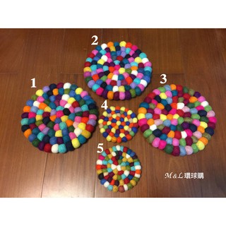 *尼泊爾* 手工 彩色 羊毛氈 隔熱墊 鍋墊 杯墊 20cm 10cm