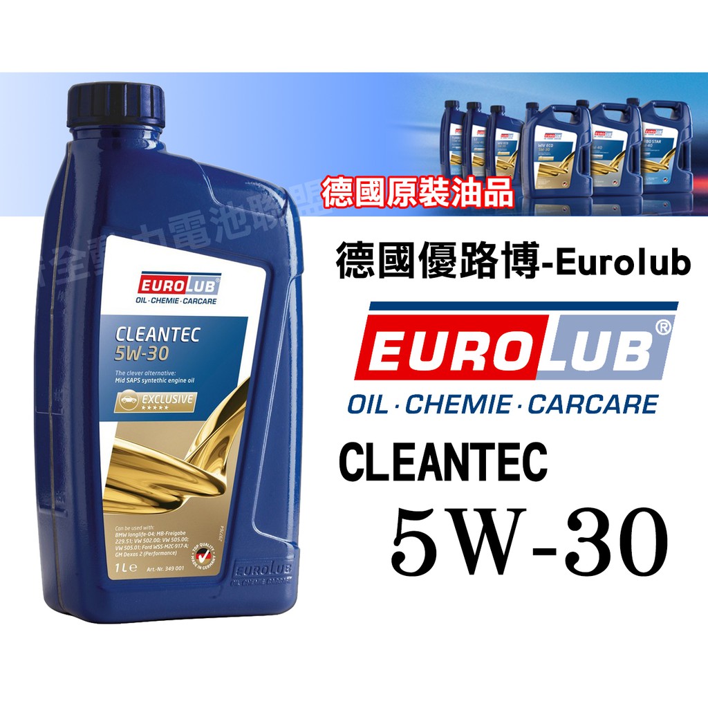 全動力-德國 優路博 Eurolub 機油 汽車 CLEANTEC 5W30 全合成機油 潤滑油 提高性能