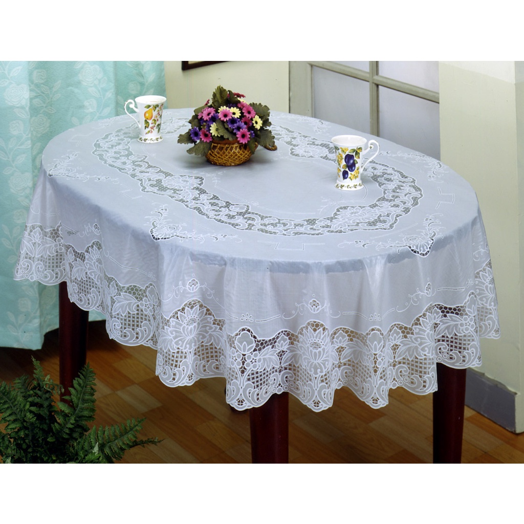 *桌巾工坊* 150 x 225 cm橢圓 塑膠桌巾 (共 2 色)