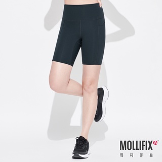 Mollifix 瑪莉菲絲 高腰包覆訓練3分褲 (水墨綠)、瑜珈服、Legging