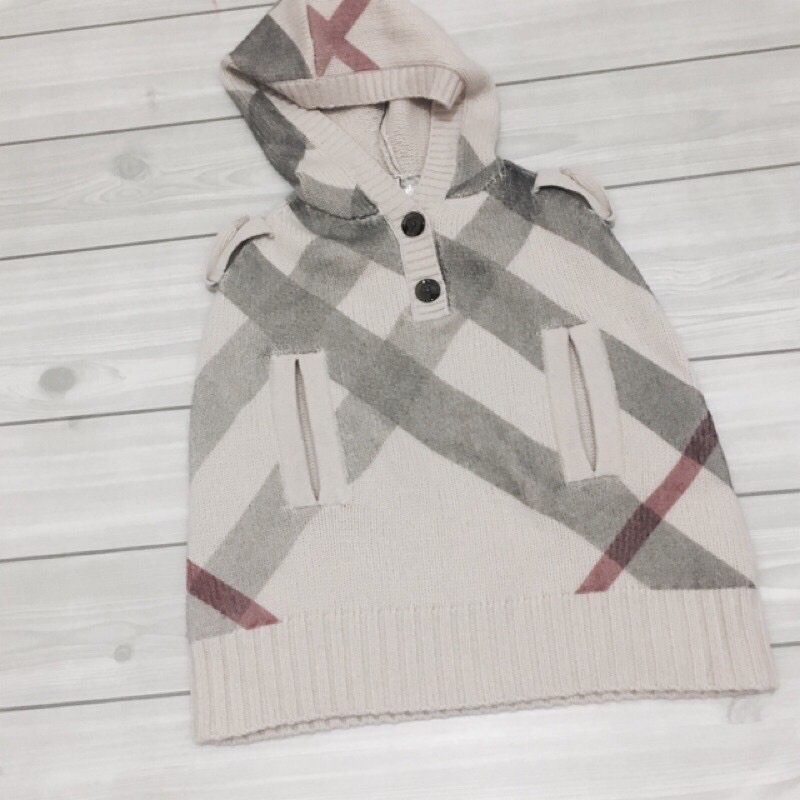 專屬下標全新正品 Burberry 女童 cashmere 斗篷 斗蓬 喀什米爾 連帽外套 外套女孩子 3y 4y 5y