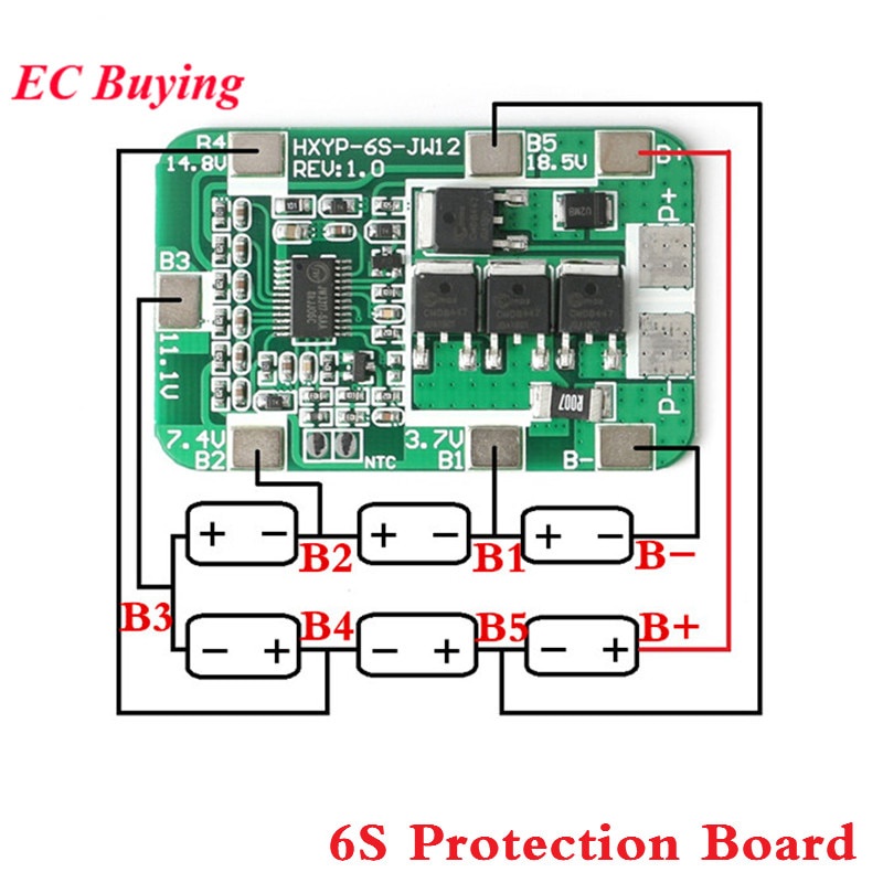 6s 14A 22.2V PCB BMS 保護板適用於 18650 鋰離子鋰電池模塊保護模塊 25.2V DIY