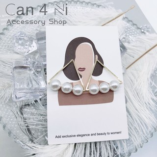 【Can4Ni】幾何三角形珍珠耳環-現貨 │ 首飾 飾品 耳環