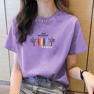 限時特惠【47色入】M-4XL 大尺碼上衣100%純棉短袖t恤女夏季2021新款韓版寬松學生百搭白色上衣女ins潮