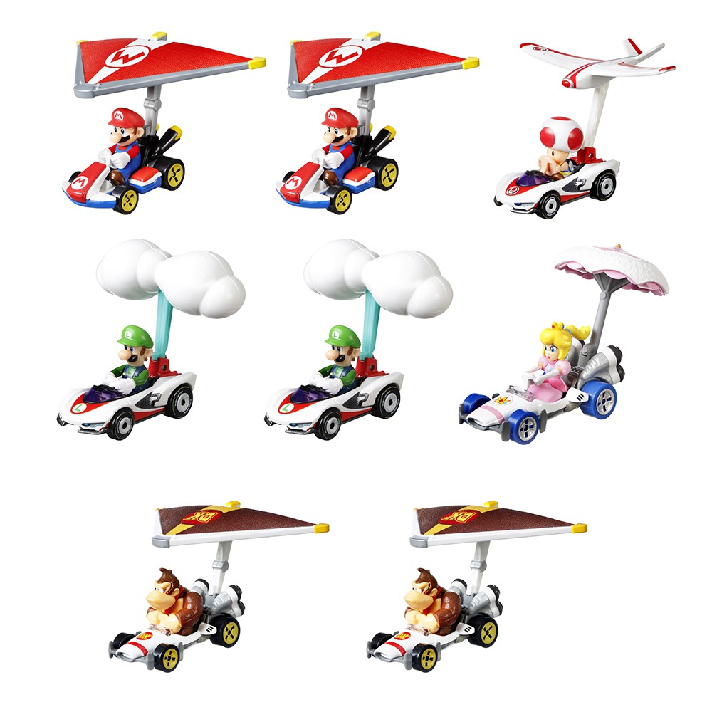 Mattel 風火輪Mario Kart滑翔翼組合合金車系列(C箱 原箱8入) 1:64 小汽車 正版 美泰兒 瑪利歐