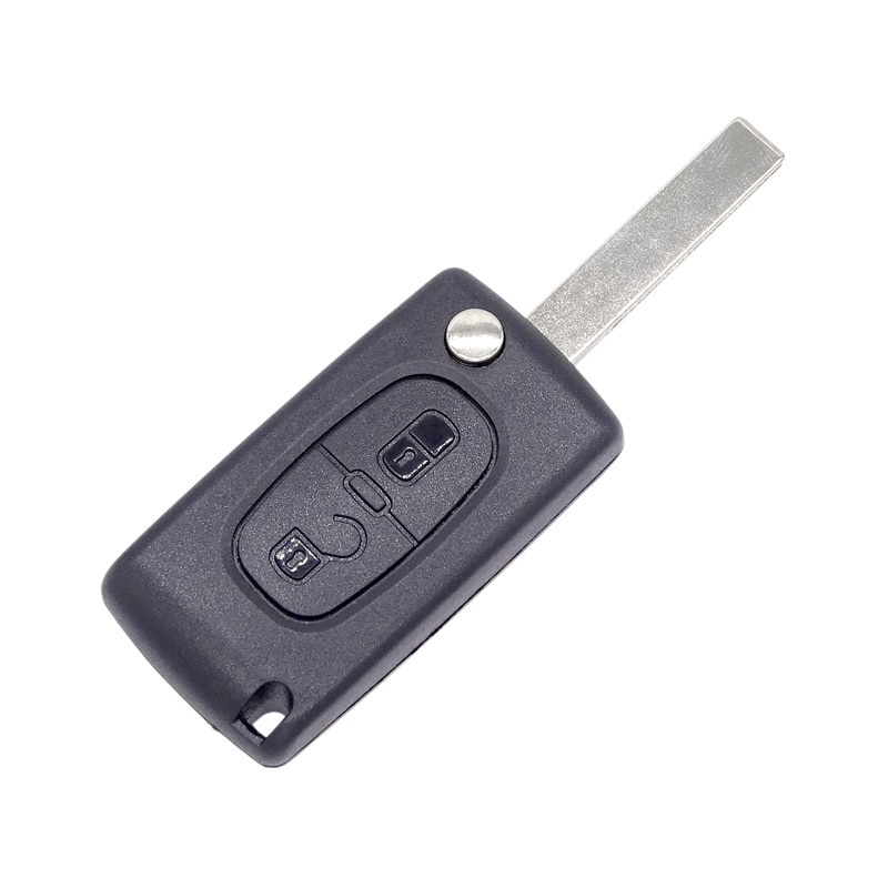 2 按鈕汽車鑰匙扣 遙控鑰匙殼 可更換折疊翻蓋鑰匙蓋 HU83 刀片 適用於Peugeot 308 307