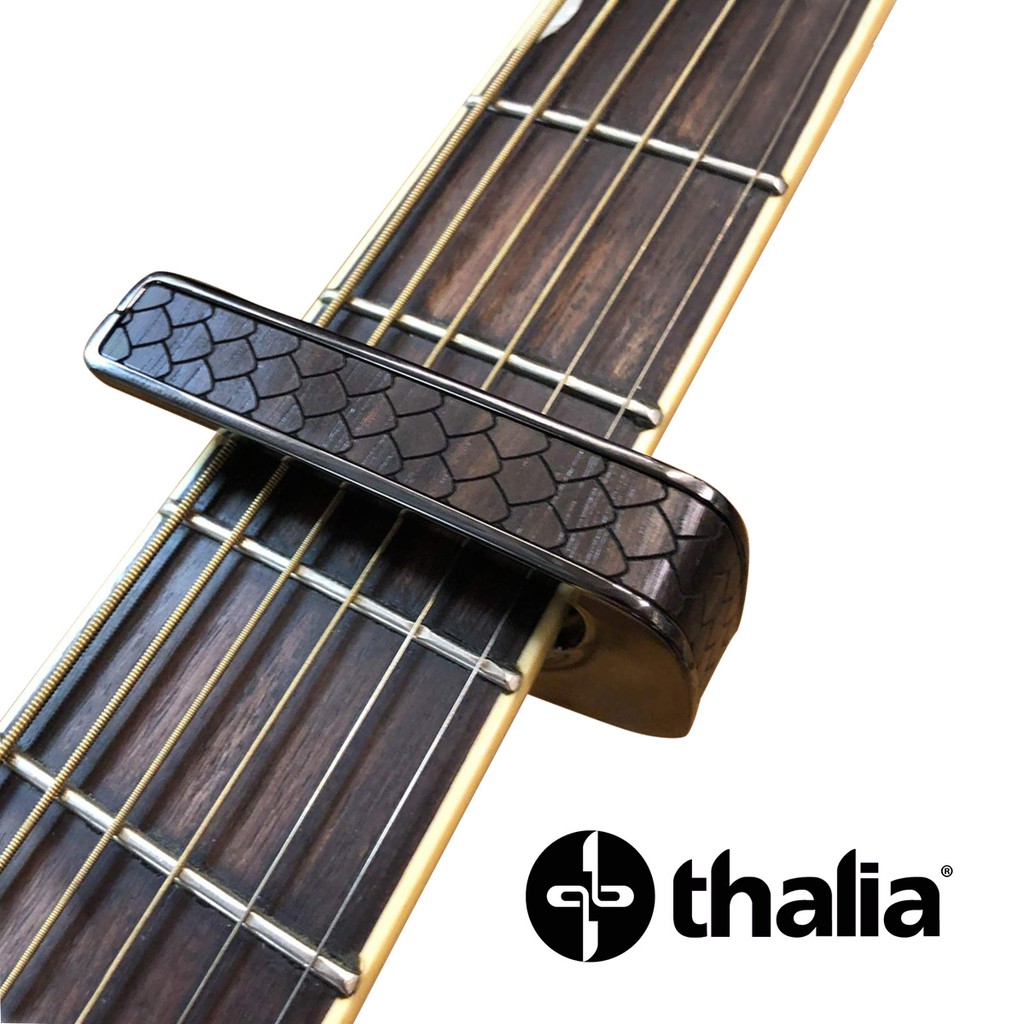 Thalia Capo 黑鍍鉻 黑檀木龍麟造型鑲嵌裝飾 吉他移調夾【他，在旅行】